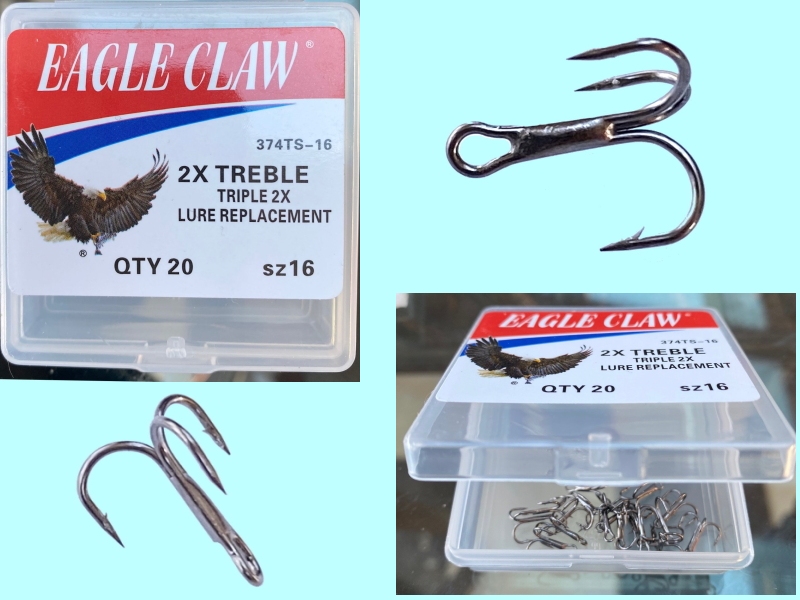 Eagle Claw 2X Treble Lure Replacement sz2 Model 374A-2 海外 即決 - スキル、知識